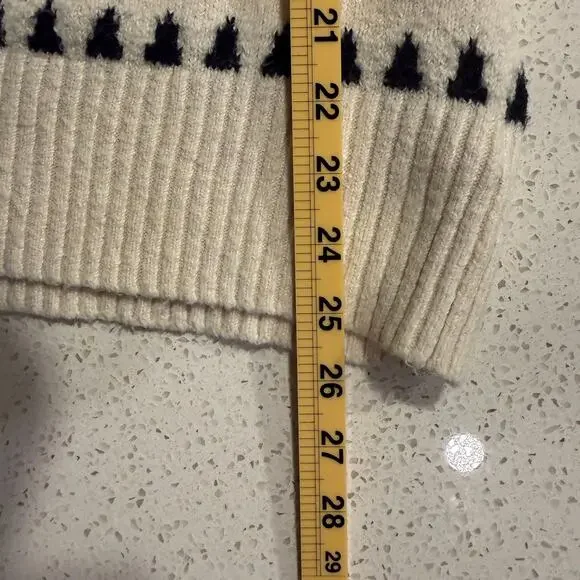 Artelier Nicole Miller Fair Isle Mock Neck Sweater Cream Black Nordic Large Soft - Picture 6 of 7